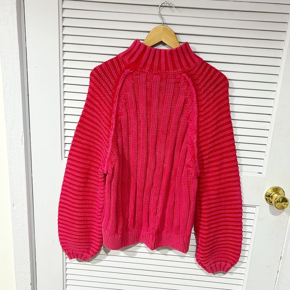 FREE PEOPLE CANDY BLOSSOM CABLEKNIT MOC NECK SZ SMALL NEW - Picture 2 of 9